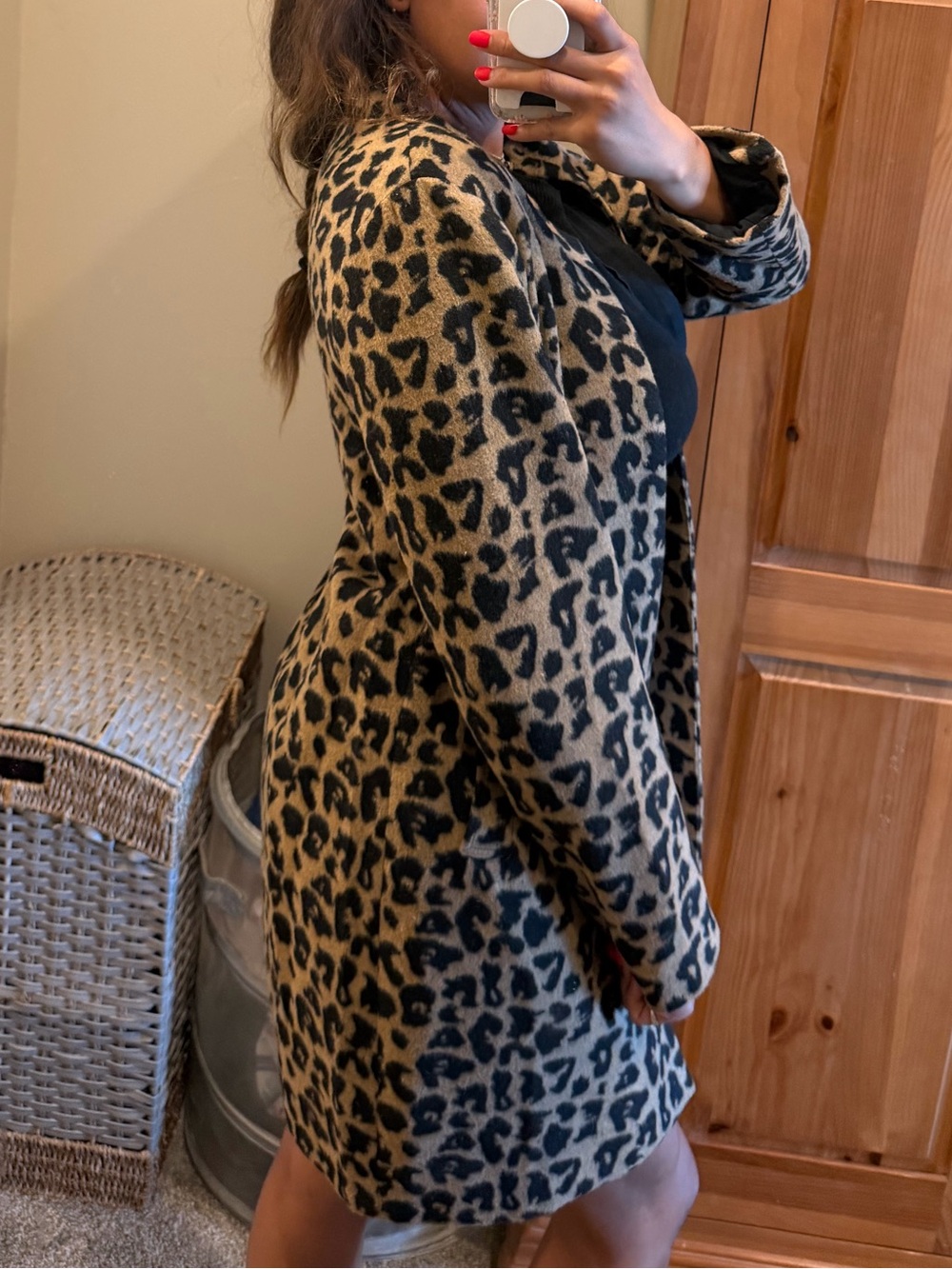 Leopard Print Open-Front Coat - Picture 4 of 5